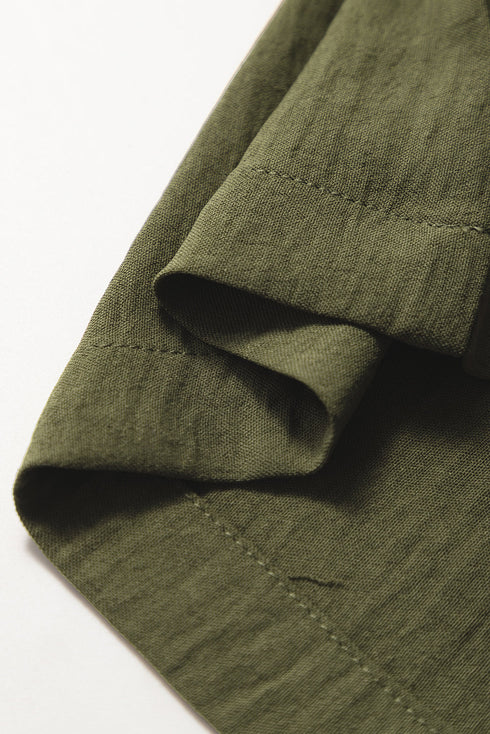 Jungle Green Solid Color Buttoned Straight Leg Overall
